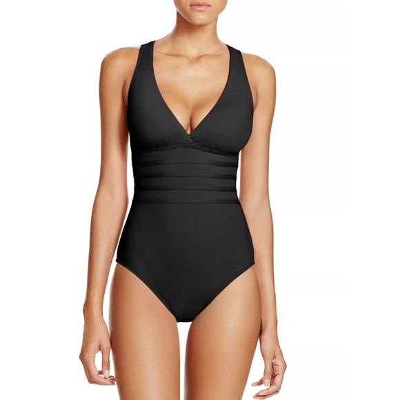 La Blanca Other - La Blanca Island Goddess Multistrap Cross Back Swimsuit Black Size 12 1393